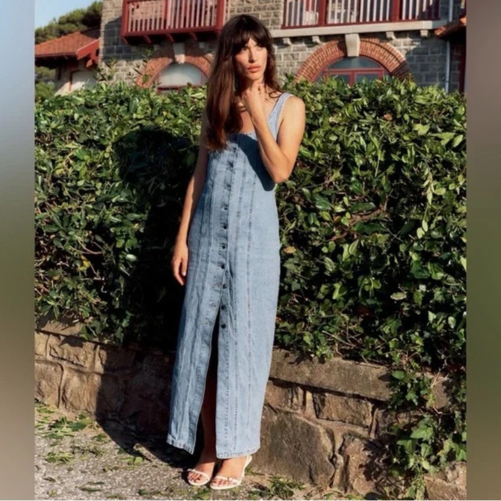 Zara Z1975 Denim button down Maxi Dress
